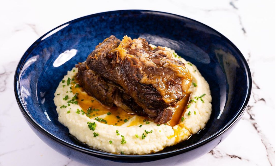 Hot and Sticky Beef Ribs with Creamy Cauliflower Mash